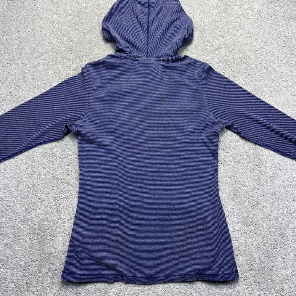 ExOfficio Pullover Shirt Womens Medium Blue Striped Hooded Insect Shield Outdoor - Picture 10 of 14